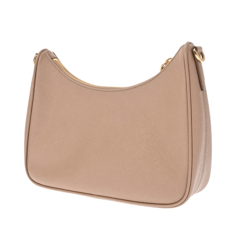 PRADA プラダ Re-Edition 2005 ベージュピンク レディース サフィアーノ ショルダーバッグ 新同 中古 銀蔵