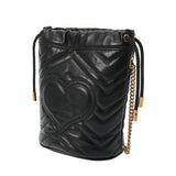 GUCCI グッチ GGマーモント ミニ バゲットバッグ 黒 575163 レディース レザー ショルダーバッグ ABランク 中古 銀蔵
