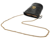 GUCCI グッチ GGマーモント ミニ バゲットバッグ 黒 575163 レディース レザー ショルダーバッグ ABランク 中古 銀蔵