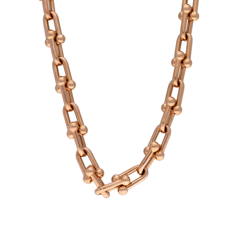 TIFFANY&Co. ティファニー ハードウェアリンク 2駒追加 レディース K18ローズゴールド RG ネックレス Aランク 中古 銀蔵