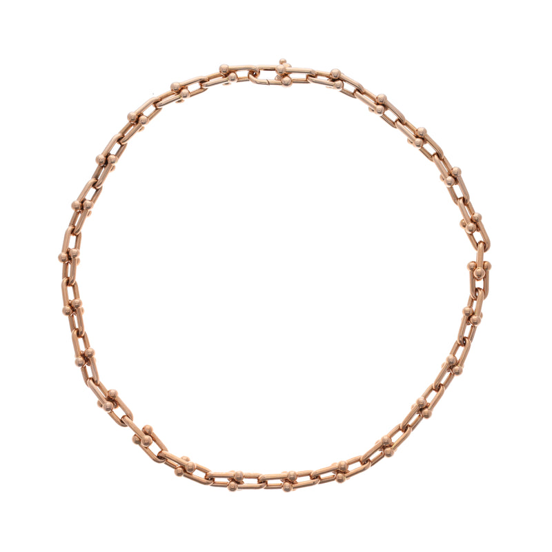 TIFFANY&Co. ティファニー ハードウェアリンク 2駒追加 レディース K18ローズゴールド RG ネックレス Aランク 中古 銀蔵