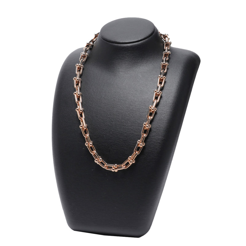 TIFFANY&Co. ティファニー ハードウェアリンク 2駒追加 レディース K18ローズゴールド RG ネックレス Aランク 中古 銀蔵