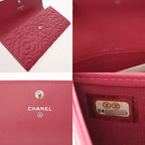 CHANEL シャネル カメリア 二ツ折財布 ピンク A82283 レディース カーフ 二つ折り財布 新同 中古 銀蔵