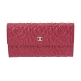 CHANEL シャネル カメリア 二ツ折財布 ピンク A82283 レディース カーフ 二つ折り財布 新同 中古 銀蔵
