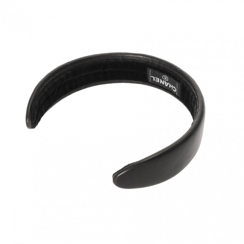 CHANEL シャネル ココマーク カチューシャ ブラック レディース ラムスキン ブランド小物 ABランク 中古 銀蔵