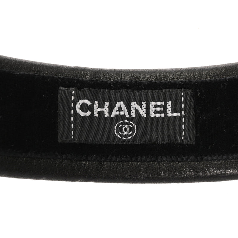 CHANEL シャネル ココマーク カチューシャ ブラック レディース ラムスキン ブランド小物 ABランク 中古 銀蔵