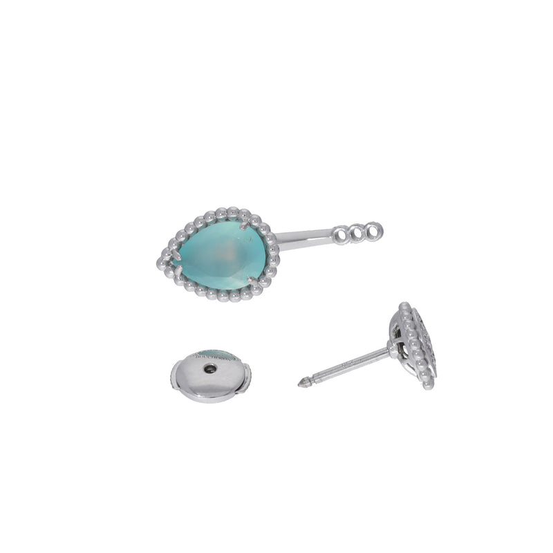 BOUCHERON ブシュロン セルパンボエム 2モチーフ シングル スタッズ アクアプレーズ レディース K18ホワイトゴールド WG ピアス Aランク 中古 銀蔵