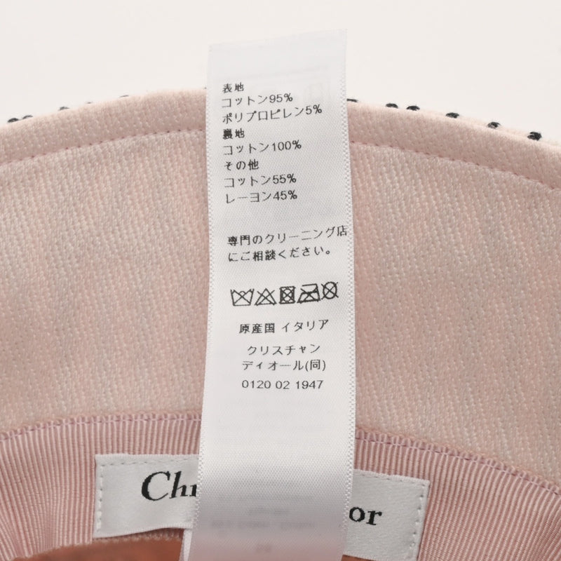 CHRISTIAN DIOR クリスチャンディオール 58サイズ ピンク/黒 レディース コットン100％ ハット Aランク 中古 銀蔵