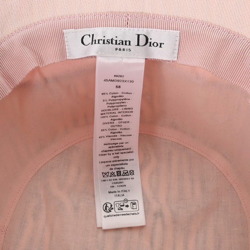 CHRISTIAN DIOR クリスチャンディオール 58サイズ ピンク/黒 レディース コットン100％ ハット Aランク 中古 銀蔵