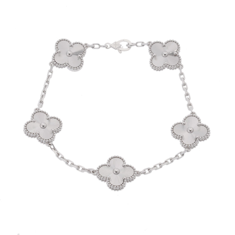 VAN CLEEF & ARPELS ヴァンクリーフ＆アーペル ヴィンテージ アルハンブラ ５モチーフ VCARP9XE00 レディース K18ホワイトゴールド WG ブレスレット Aランク 中古 銀蔵