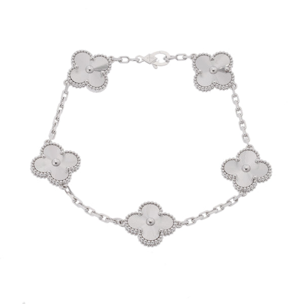 VAN CLEEF & ARPELS ヴァンクリーフ＆アーペル ヴィンテージ アルハンブラ ５モチーフ VCARP9XE00  レディース K18ホワイトゴールド WG ブレスレット Aランク 中古 銀蔵