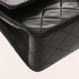 CHANEL シャネル マトラッセ ダブルフラップ チェーンショルダー 25 ブラック レディース ラムスキン ショルダーバッグ Bランク 中古 銀蔵