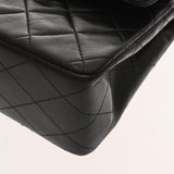 CHANEL シャネル マトラッセ ダブルフラップ チェーンショルダー 25 ブラック レディース ラムスキン ショルダーバッグ Bランク 中古 銀蔵