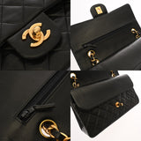 CHANEL シャネル マトラッセ ダブルフラップ チェーンショルダー 25 ブラック レディース ラムスキン ショルダーバッグ Bランク 中古 銀蔵