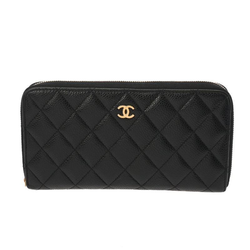 CHANEL シャネル マトラッセ クラシック ロングジップウォレット ブラック AP0242 レディース キャビアスキン 長財布 ABランク 中古 銀蔵