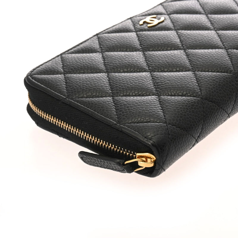 CHANEL シャネル マトラッセ クラシック ロングジップウォレット ブラック AP0242 レディース キャビアスキン 長財布 ABランク 中古 銀蔵