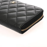 CHANEL シャネル マトラッセ クラシック ロングジップウォレット ブラック AP0242 レディース キャビアスキン 長財布 ABランク 中古 銀蔵