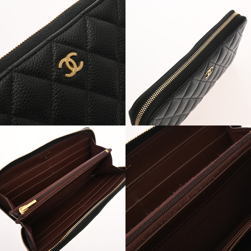 CHANEL シャネル マトラッセ クラシック ロングジップウォレット ブラック AP0242 レディース キャビアスキン 長財布 ABランク 中古 銀蔵