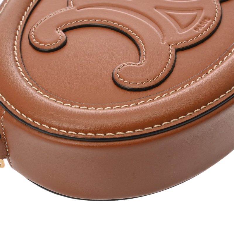 CELINE セリーヌ キュイルトリオンフ オーバルパース タン レディース カーフ ショルダーバッグ ABランク 中古 銀蔵