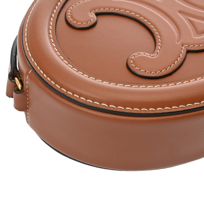 CELINE セリーヌ キュイルトリオンフ オーバルパース タン レディース カーフ ショルダーバッグ ABランク 中古 銀蔵