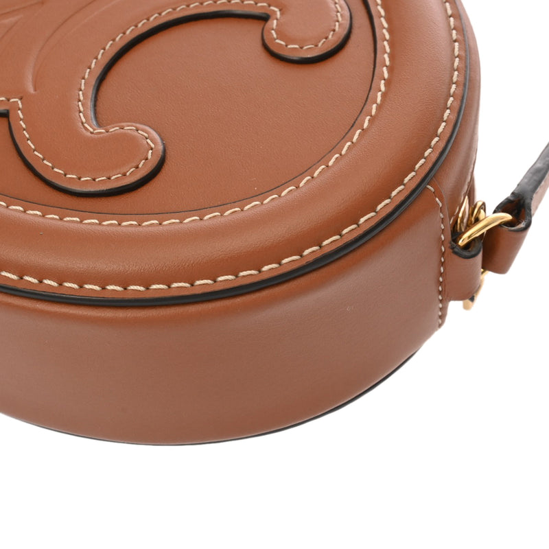 CELINE セリーヌ キュイルトリオンフ オーバルパース タン レディース カーフ ショルダーバッグ ABランク 中古 銀蔵