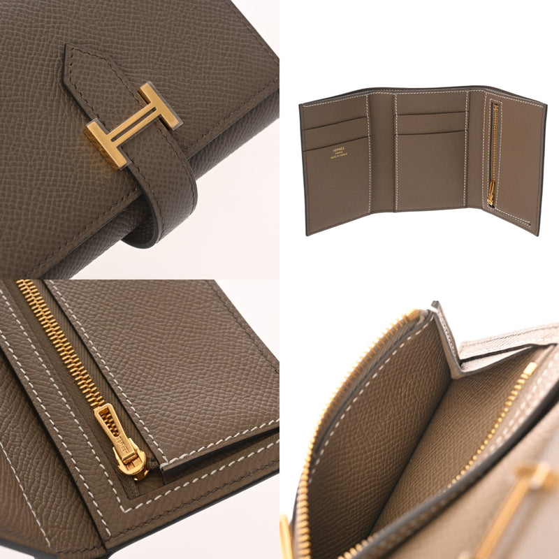 HERMES エルメス ベアン コンビネ ヴェルソ エタン/エトゥープ W刻印(2024年頃) レディース ヴォーエプソン 三つ折り財布 未使用 銀蔵