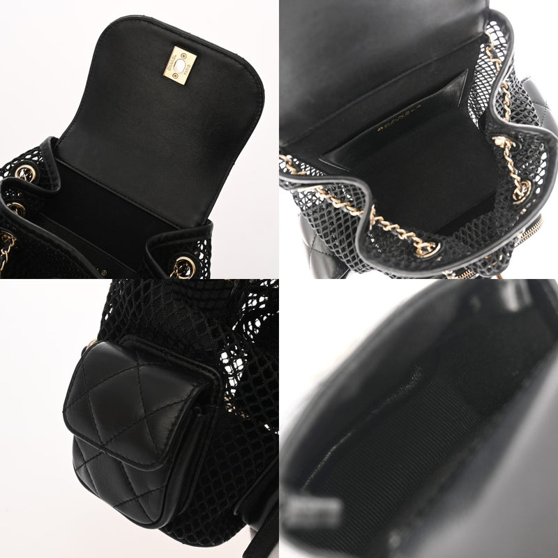 CHANEL シャネル マトラッセ メッシュ バックパック ブラック A93748 レディース シャイニーラムスキン リュック・デイパック Aランク 中古 銀蔵