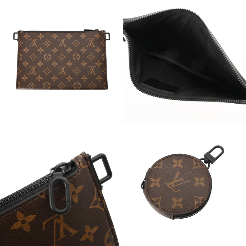 LOUIS VUITTON ルイヴィトン モノグラムアンプラント トリオポーチ NM ブラック/ブラウン M59681 メンズ レザー モノグラムキャンバス ボディバッグ 未使用 銀蔵