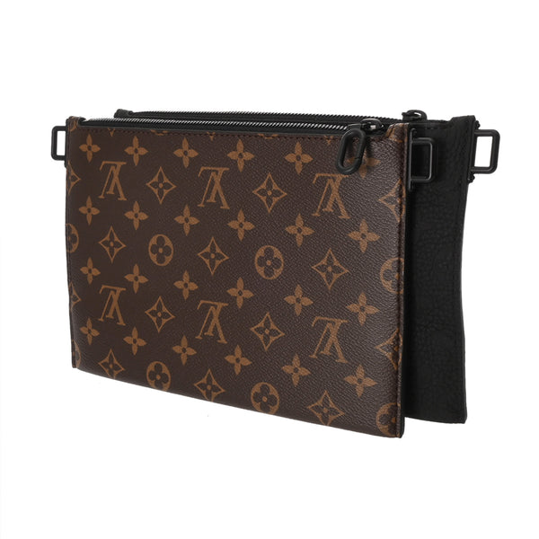 LOUIS VUITTON ルイヴィトン モノグラムアンプラント トリオポーチ NM ブラック/ブラウン M59681 メンズ レザー モノグラムキャンバス ボディバッグ 未使用 銀蔵