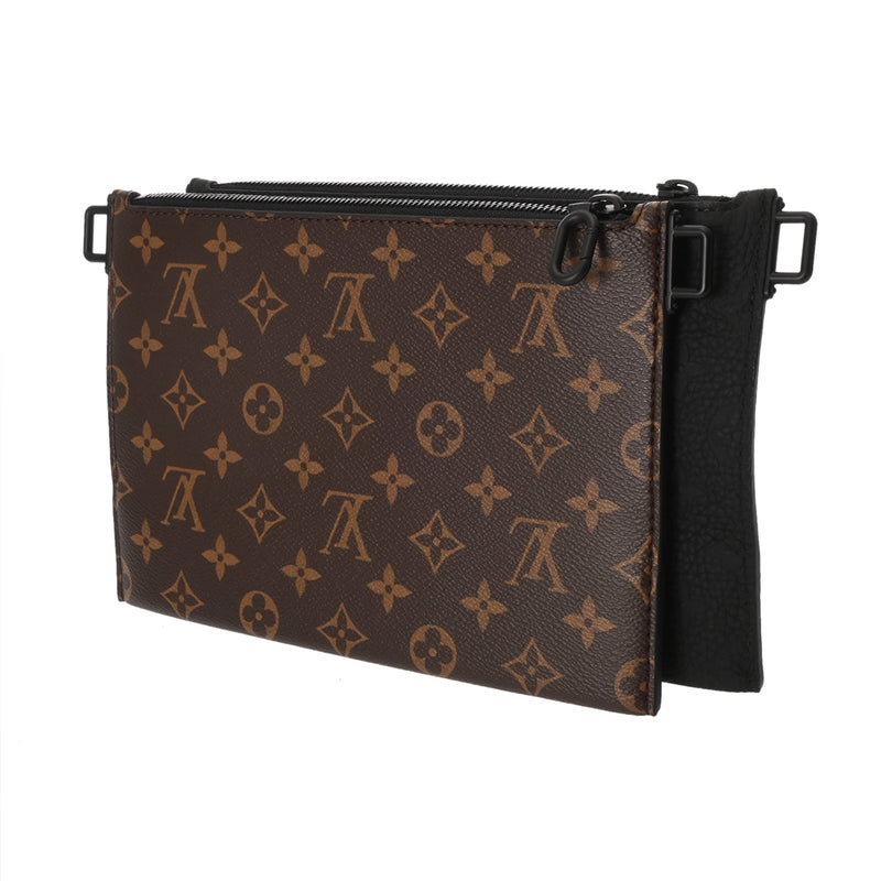 LOUIS VUITTON ルイヴィトン モノグラムアンプラント トリオポーチ NM ブラック/ブラウン M59681 メンズ レザー モノグラムキャンバス ボディバッグ 未使用 銀蔵