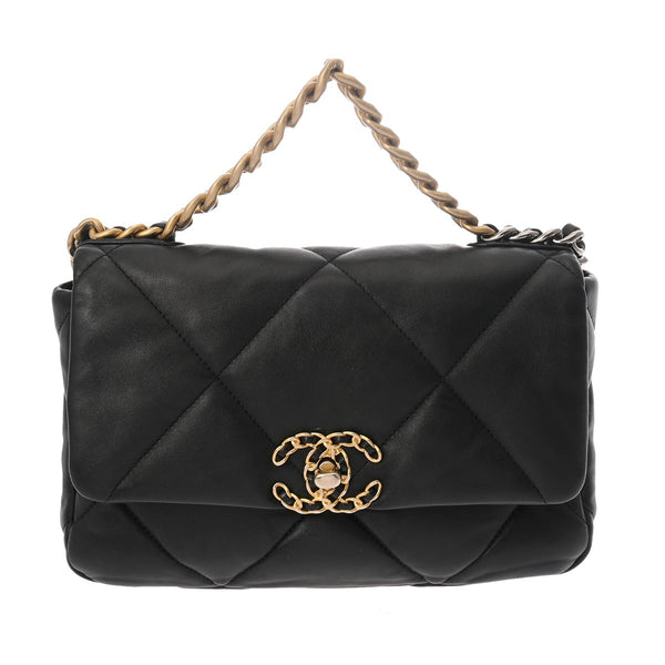 CHANEL シャネル シャネル19 フラップハンドバッグ 2WAY ブラック AS1160 レディース ラムスキン ショルダーバッグ Aランク 中古 銀蔵