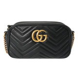 GUCCI グッチ GGマーモント ブラック 447632 レディース レザー ショルダーバッグ Bランク 中古 銀蔵