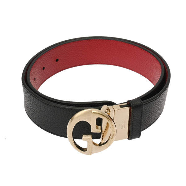 GUCCI グッチ リバーシブル 85cm 黒/赤 ゴールド金具 180199 メンズ レザー ベルト Bランク 中古 銀蔵