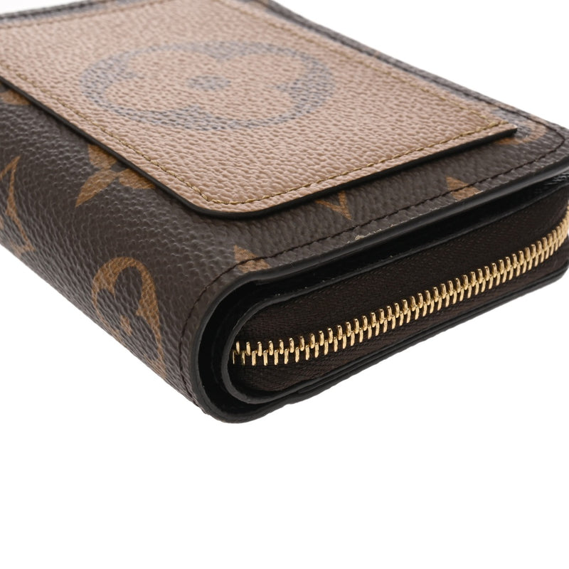 LOUIS VUITTON ルイヴィトン モノグラムリバース ポルトフォイユルー ブラウン M81461 レディース レザー 二つ折り財布 ABランク 中古 銀蔵