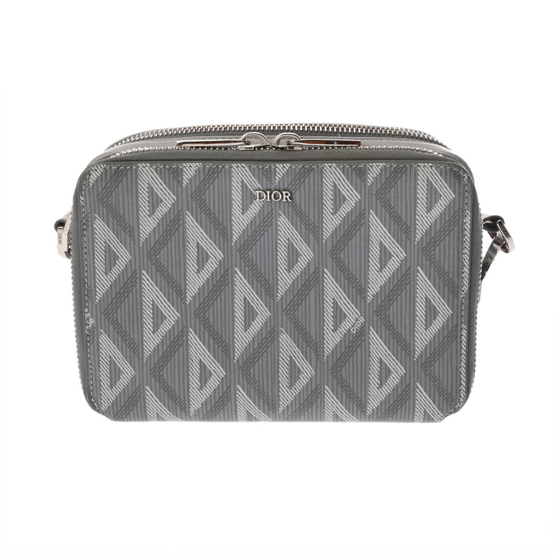 CHRISTIAN DIOR クリスチャンディオール ストラップ ジップポーチ グレー ユニセックス CDダイヤモンドキャンバス ショルダーバッグ Aランク 中古 銀蔵