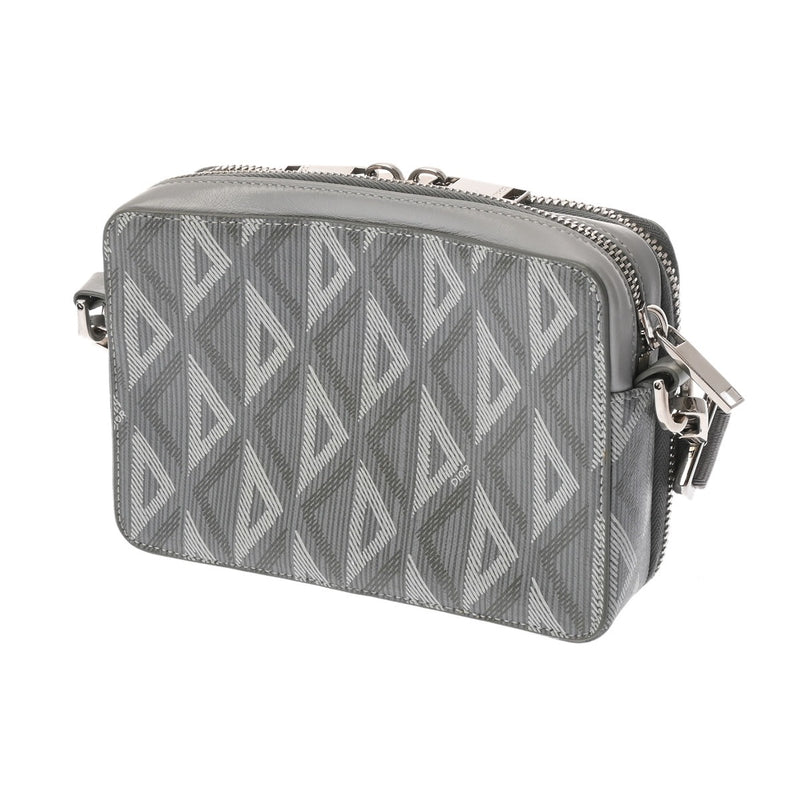CHRISTIAN DIOR クリスチャンディオール ストラップ ジップポーチ グレー ユニセックス CDダイヤモンドキャンバス ショルダーバッグ Aランク 中古 銀蔵