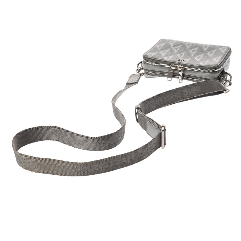 CHRISTIAN DIOR クリスチャンディオール ストラップ ジップポーチ グレー ユニセックス CDダイヤモンドキャンバス ショルダーバッグ Aランク 中古 銀蔵