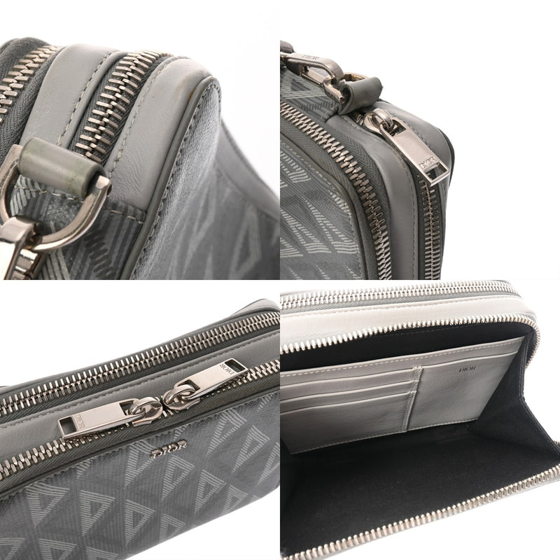 CHRISTIAN DIOR クリスチャンディオール ストラップ ジップポーチ グレー ユニセックス CDダイヤモンドキャンバス ショルダーバッグ Aランク 中古 銀蔵