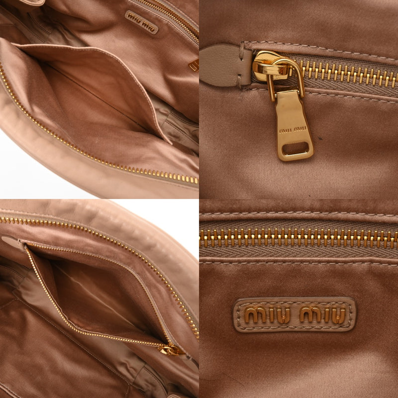 MIUMIU ミュウミュウ マテラッセ トップハンドルバッグ ピンクベージュ 5BB133 レディース レザー ハンドバッグ Bランク 中古 銀蔵