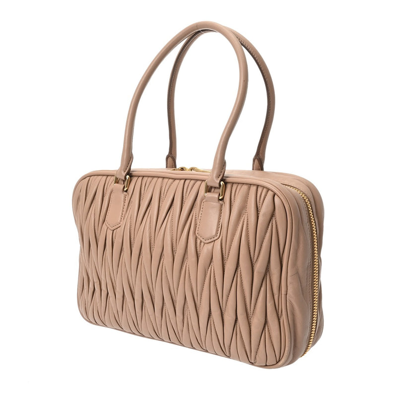 MIUMIU ミュウミュウ マテラッセ トップハンドルバッグ ピンクベージュ 5BB133 レディース レザー ハンドバッグ Bランク 中古 銀蔵