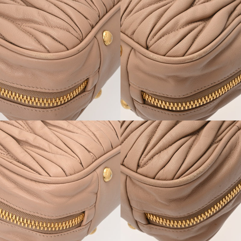 MIUMIU ミュウミュウ マテラッセ トップハンドルバッグ ピンクベージュ 5BB133 レディース レザー ハンドバッグ Bランク 中古 銀蔵