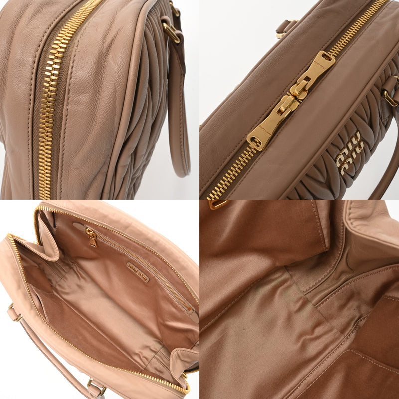 MIUMIU ミュウミュウ マテラッセ トップハンドルバッグ ピンクベージュ 5BB133 レディース レザー ハンドバッグ Bランク 中古 銀蔵