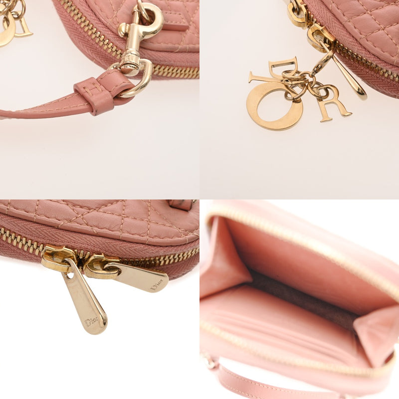 CHRISTIAN DIOR クリスチャンディオール カナージュ フォンホルダー チェーンショルダー ピンク レディース エナメル ポーチ Bランク 中古 銀蔵