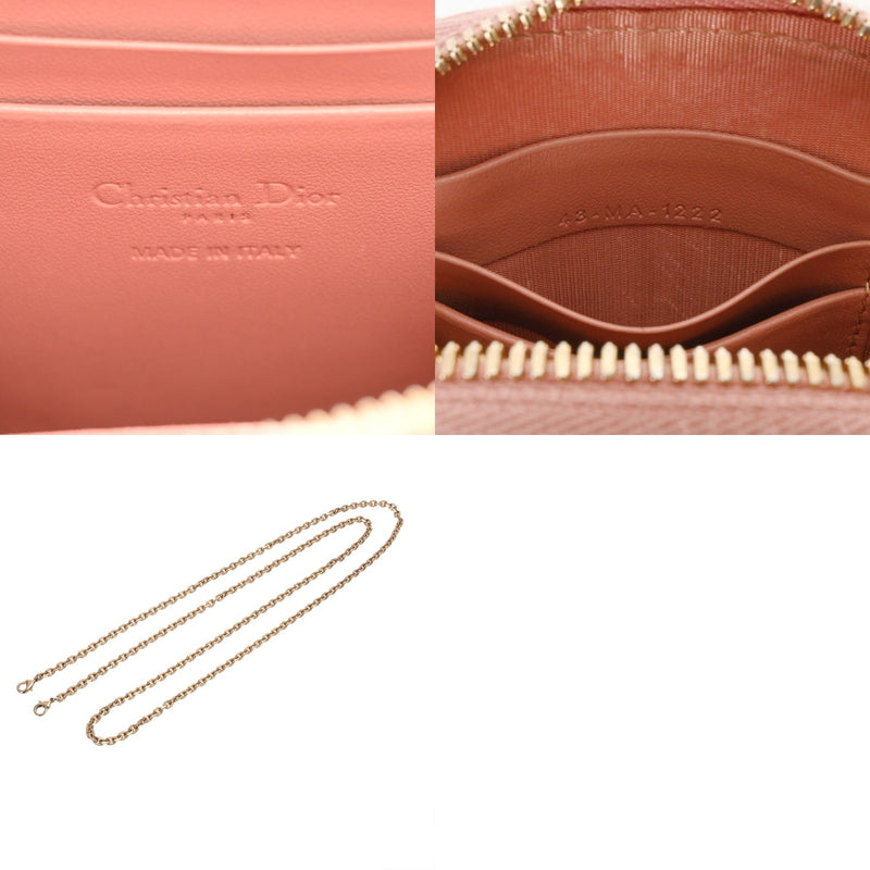 CHRISTIAN DIOR クリスチャンディオール カナージュ フォンホルダー チェーンショルダー ピンク レディース エナメル ポーチ Bランク 中古 銀蔵
