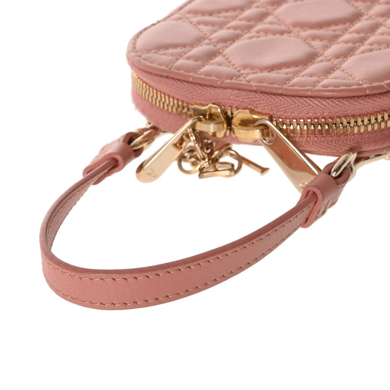 CHRISTIAN DIOR クリスチャンディオール カナージュ フォンホルダー チェーンショルダー ピンク レディース エナメル ポーチ Bランク 中古 銀蔵