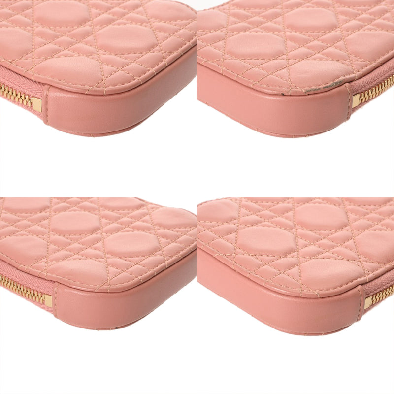 CHRISTIAN DIOR クリスチャンディオール カナージュ フォンホルダー チェーンショルダー ピンク レディース エナメル ポーチ Bランク 中古 銀蔵