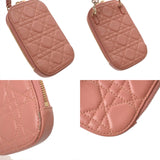 CHRISTIAN DIOR クリスチャンディオール カナージュ フォンホルダー チェーンショルダー ピンク レディース エナメル ポーチ Bランク 中古 銀蔵