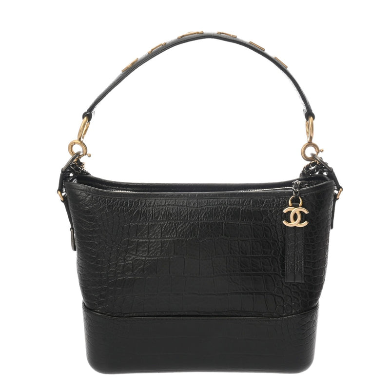 CHANEL シャネル ガブリエル ホーボー ラージ ブラック ゴールド/シルバー金具 A93824 レディース 型押しレザー ショルダーバッグ Aランク 中古 銀蔵
