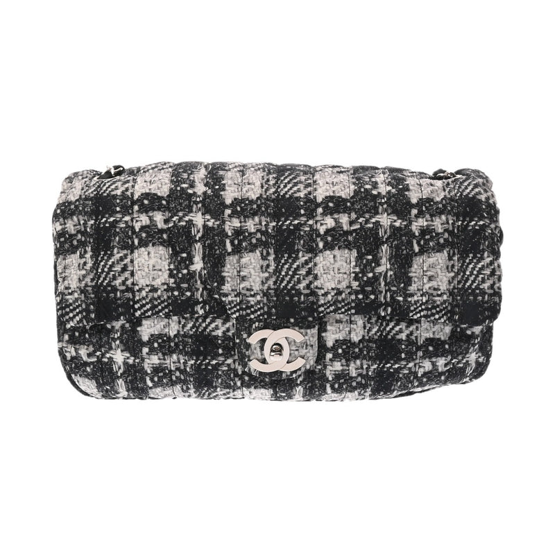 CHANEL シャネル ツイード柄 チェーンショルダー 黒/白 レディース ナイロン ショルダーバッグ ABランク 中古 銀蔵