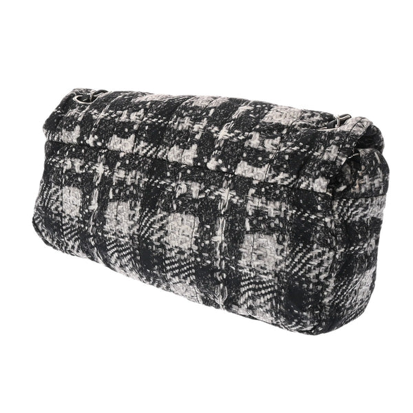 CHANEL シャネル ツイード柄 チェーンショルダー 黒/白 レディース ナイロン ショルダーバッグ ABランク 中古 銀蔵